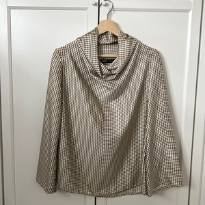 Zara Neutral Plaid Blouse
